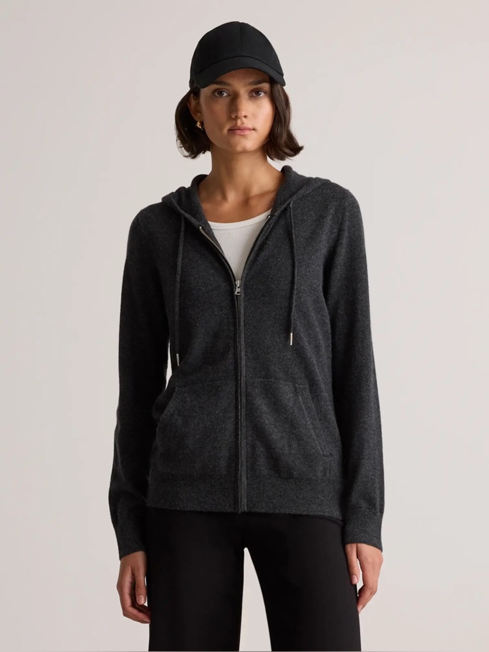 Quince 100% Mongolian Cashmere Full Zip-Up Hoodie